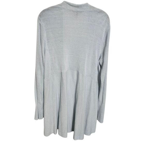 Eileen Fisher Sweater Womens XL Linen Pale Blue Blend Long Open Knit Cardigan - Picture 5 of 9